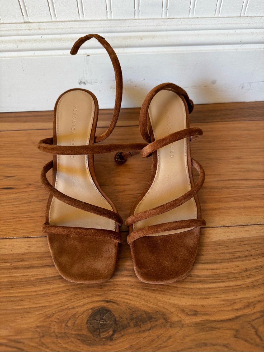 Veronica Beard Brown Suede Strappy Mid-Heel Sandals 7.5